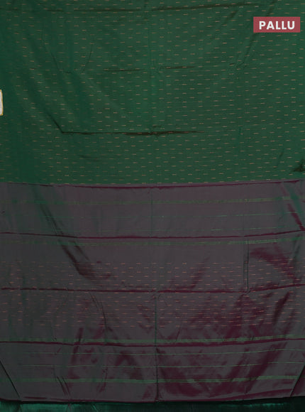 Arani semi silk saree green with zari woven buttas in borderless style