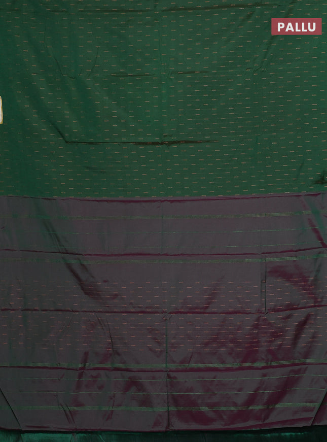 Arani semi silk saree green with zari woven buttas in borderless style
