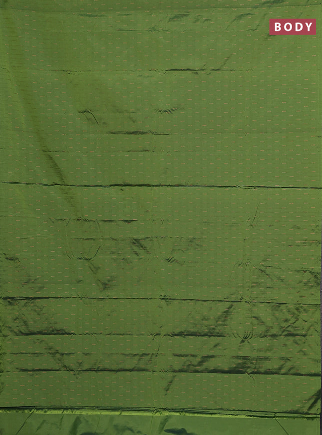 Arani semi silk saree green shade with zari woven buttas in borderless style