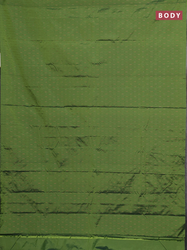 Arani semi silk saree green shade with zari woven buttas in borderless style