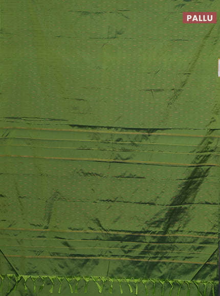 Arani semi silk saree green shade with zari woven buttas in borderless style