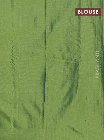 Arani semi silk saree green shade with zari woven buttas in borderless style