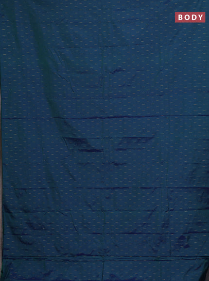 Arani semi silk saree dual shade of bluish green with zari woven buttas in borderless style