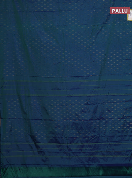 Arani semi silk saree dual shade of bluish green with zari woven buttas in borderless style