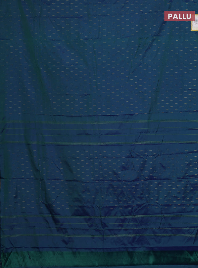 Arani semi silk saree dual shade of bluish green with zari woven buttas in borderless style
