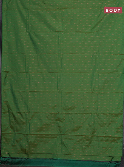 Arani semi silk saree green with zari woven buttas in borderless style