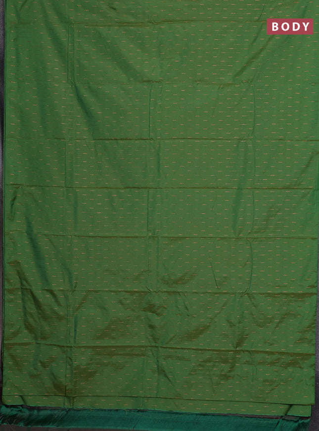 Arani semi silk saree green with zari woven buttas in borderless style
