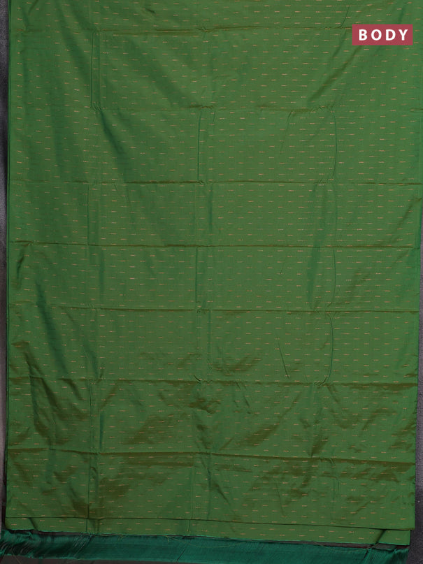 Arani semi silk saree green with zari woven buttas in borderless style