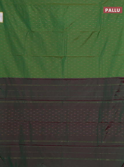Arani semi silk saree green with zari woven buttas in borderless style