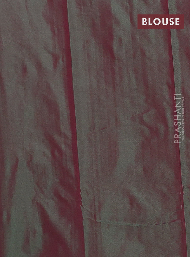 Arani semi silk saree green with zari woven buttas in borderless style