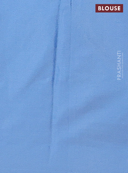 Arani semi silk saree light blue with silver zari woven buttas in borderless style