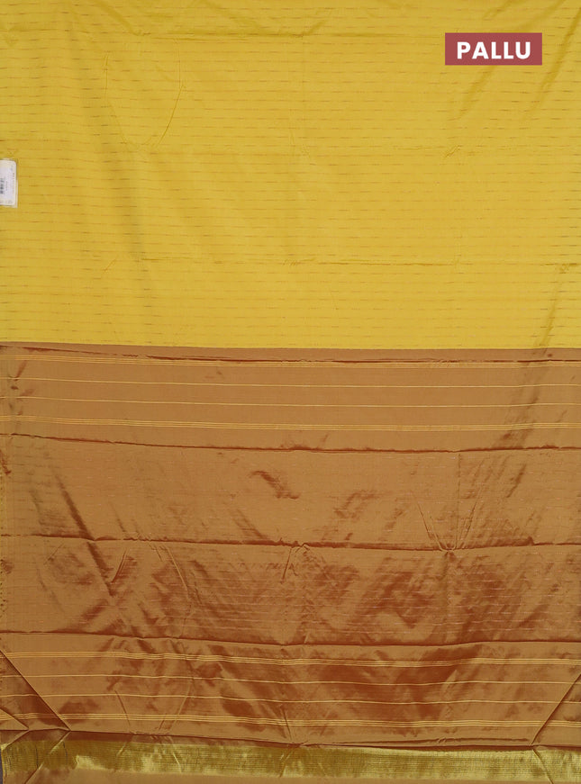 Arani semi silk saree yellow with zari woven buttas in borderless style