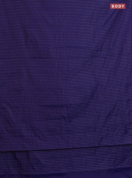 Arani semi silk saree dark blue with allover silver zari weaves in borderless style