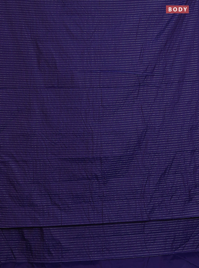 Arani semi silk saree dark blue with allover silver zari weaves in borderless style