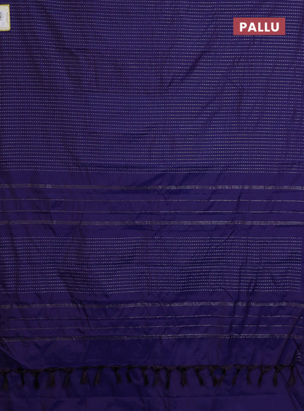 Arani semi silk saree dark blue with allover silver zari weaves in borderless style