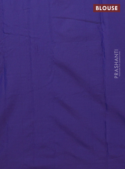 Arani semi silk saree dark blue with allover silver zari weaves in borderless style