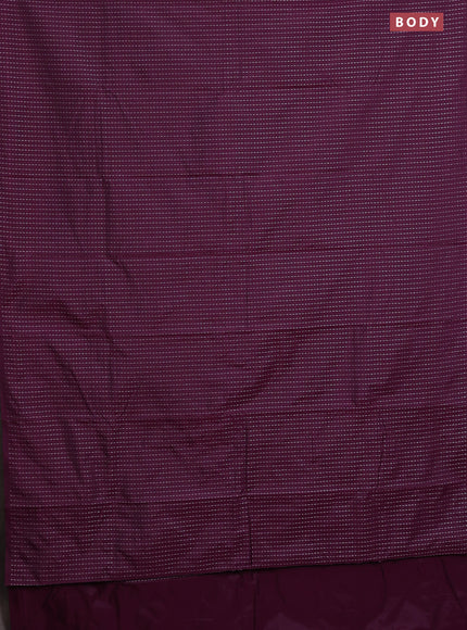 Arani semi silk saree wine shade with allover silver zari weaves in borderless style