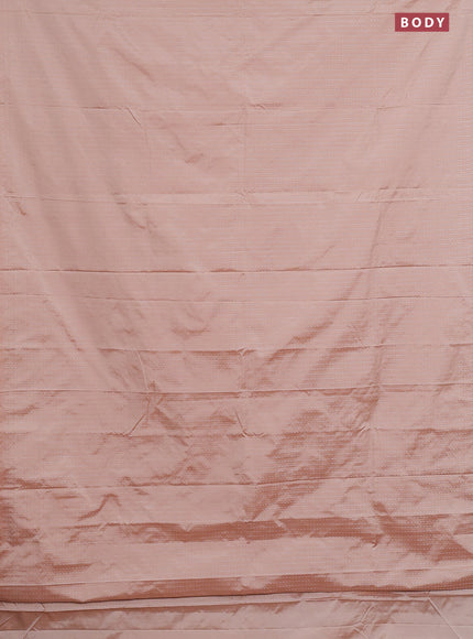 Arani semi silk saree sandal with allover silver zari weaves in borderless style