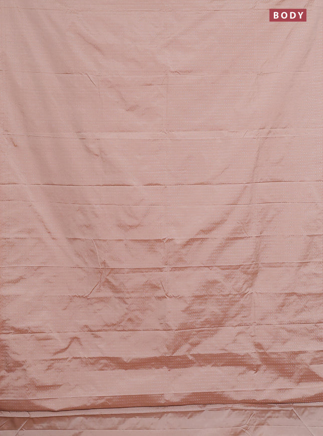 Arani semi silk saree sandal with allover silver zari weaves in borderless style