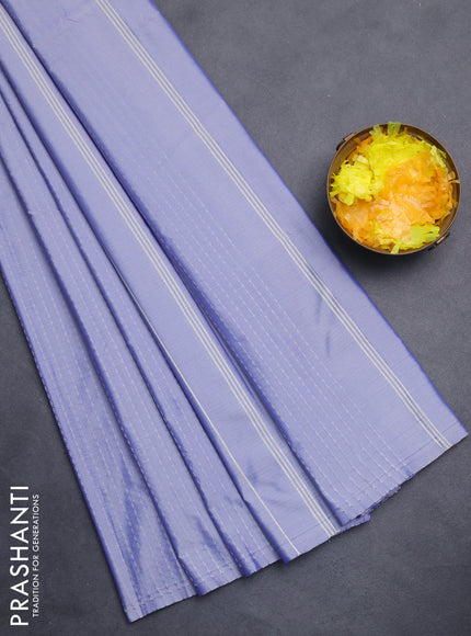 Arani semi silk saree bluish grey with allover silver zari weaves in borderless style