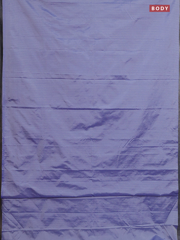 Arani semi silk saree bluish grey with allover silver zari weaves in borderless style