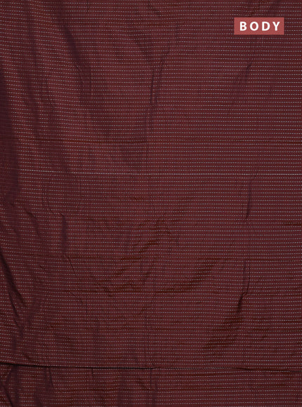 Arani semi silk saree rustic brown with allover silver zari weaves in borderless style