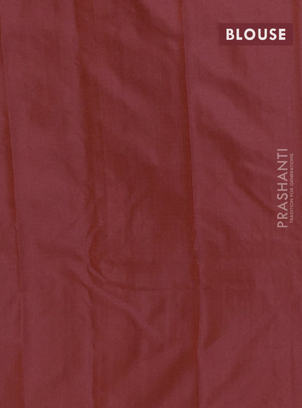 Arani semi silk saree rustic brown with allover silver zari weaves in borderless style