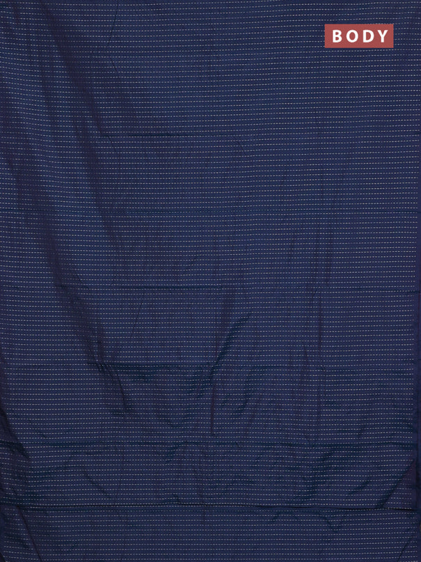 Arani semi silk saree dual shade of peacock blue with allover silver zari weaves in borderless style