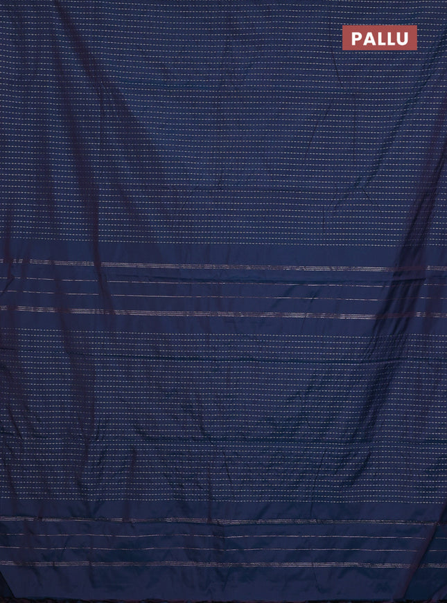 Arani semi silk saree dual shade of peacock blue with allover silver zari weaves in borderless style