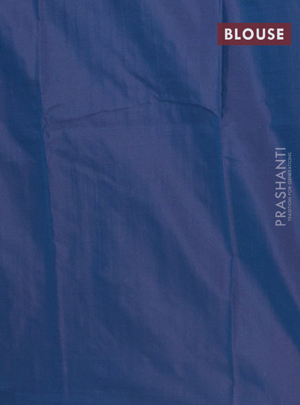 Arani semi silk saree dual shade of peacock blue with allover silver zari weaves in borderless style