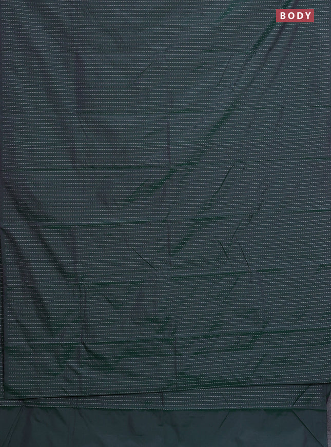 Arani semi silk saree dual shade of green with allover silver zari weaves in borderless style