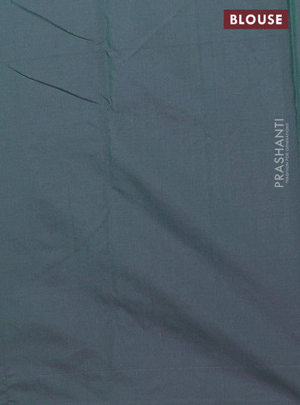 Arani semi silk saree dual shade of green with allover silver zari weaves in borderless style