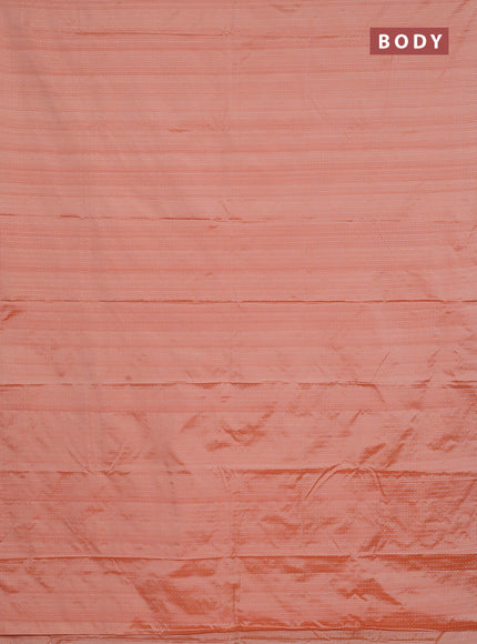 Arani semi silk saree pale orange with allover silver zari weaves in borderless style