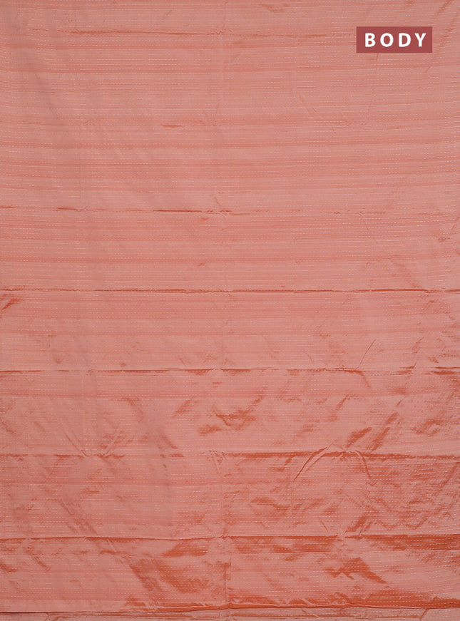 Arani semi silk saree pale orange with allover silver zari weaves in borderless style