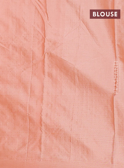 Arani semi silk saree pale orange with allover silver zari weaves in borderless style