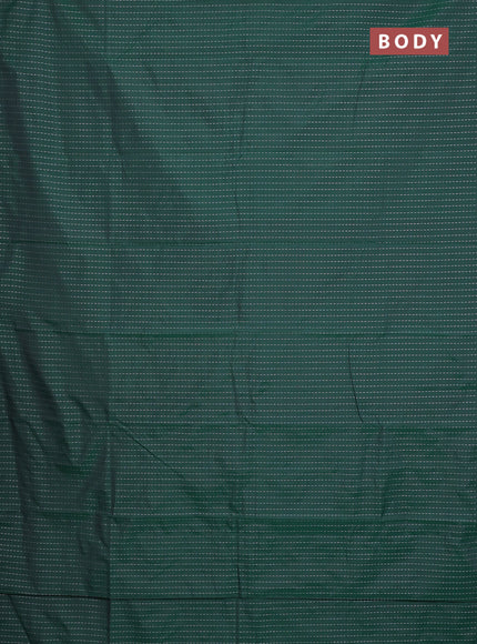 Arani semi silk saree green with allover silver zari weaves in borderless style