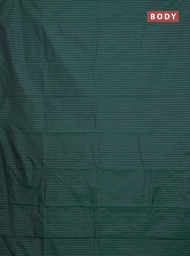 Arani semi silk saree green with allover silver zari weaves in borderless style