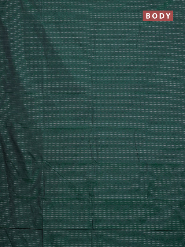 Arani semi silk saree green with allover silver zari weaves in borderless style