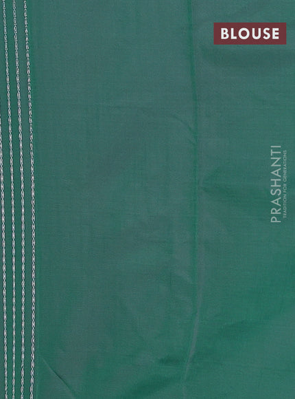 Arani semi silk saree green with allover silver zari weaves in borderless style