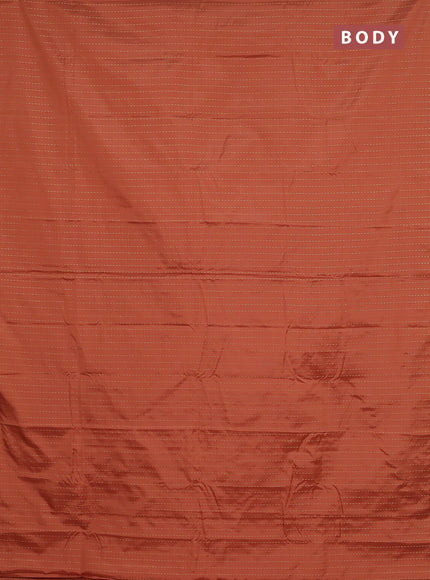 Arani semi silk saree orange with allover zari weaves in borderless style