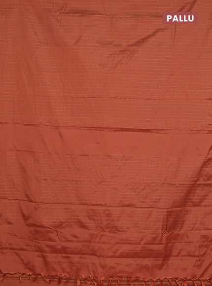 Arani semi silk saree orange with allover zari weaves in borderless style