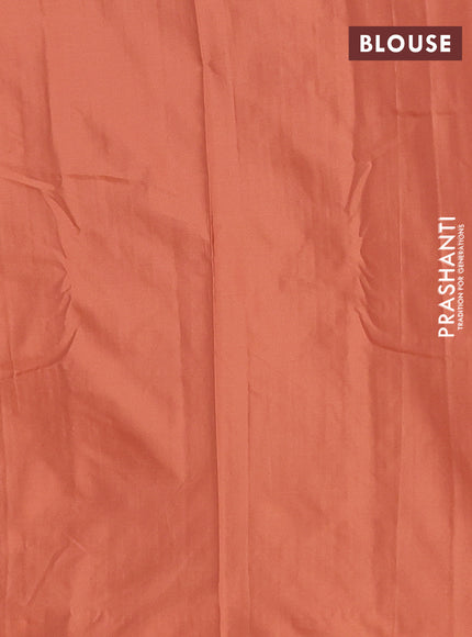 Arani semi silk saree orange with allover zari weaves in borderless style