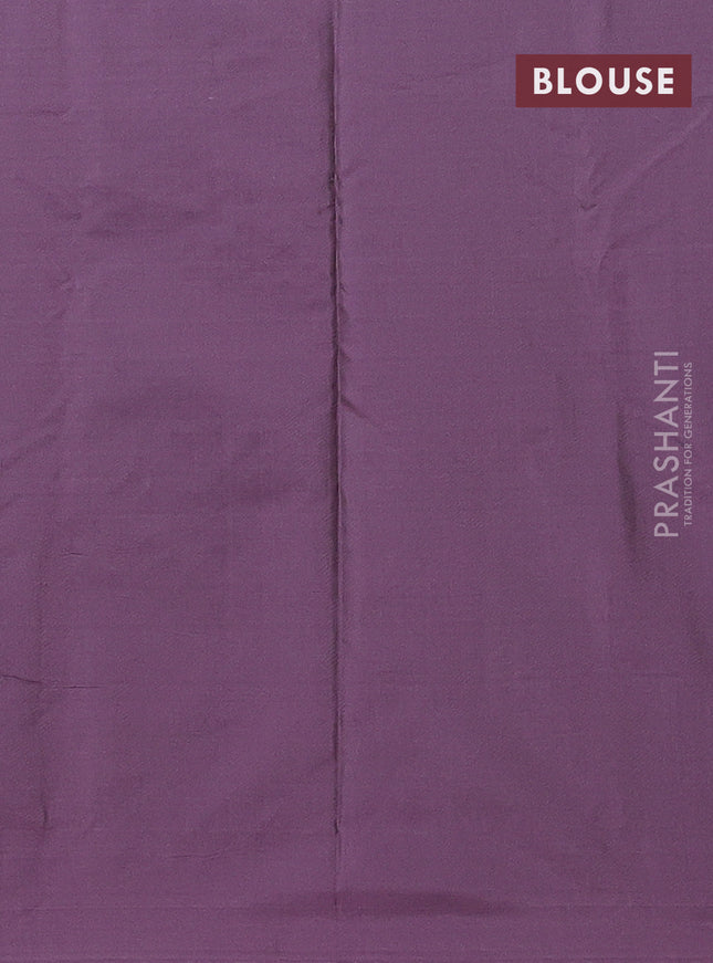 Arani semi silk saree jamun shade with allover silver zari weaves in borderless style