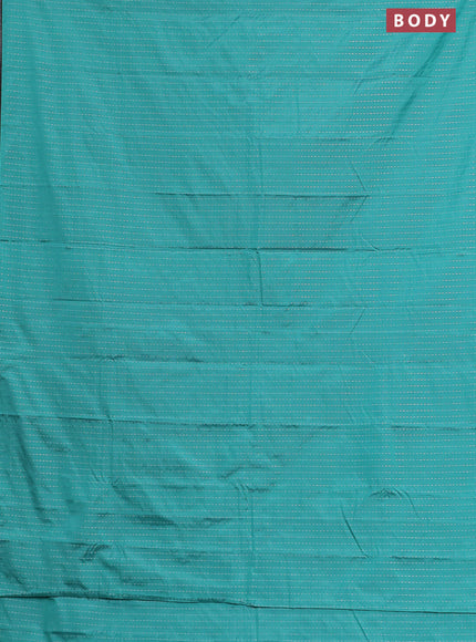 Arani semi silk saree teal green with allover silver zari weaves in borderless style