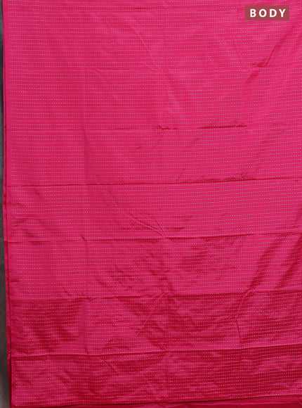 Arani semi silk saree pink with allover silver zari weaves in borderless style
