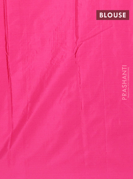 Arani semi silk saree pink with allover silver zari weaves in borderless style