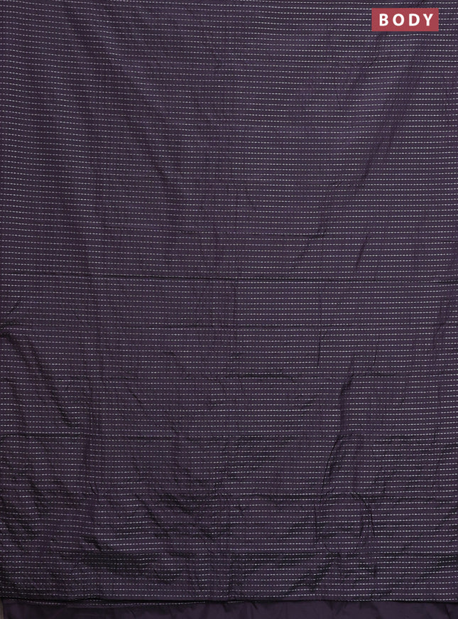 Arani semi silk saree deep jamun shade with allover silver zari weaves in borderless style