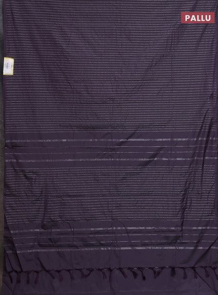 Arani semi silk saree deep jamun shade with allover silver zari weaves in borderless style