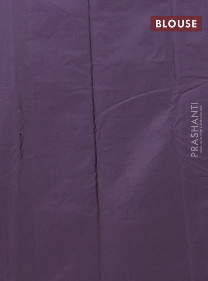 Arani semi silk saree deep jamun shade with allover silver zari weaves in borderless style