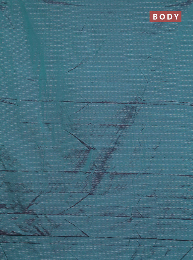 Arani semi silk saree dual shade of teal green with allover silver zari weaves in borderless style